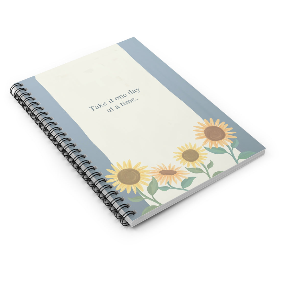 Sunflower Inspirational Spiral Notebook - "Take It One Day at a Time"