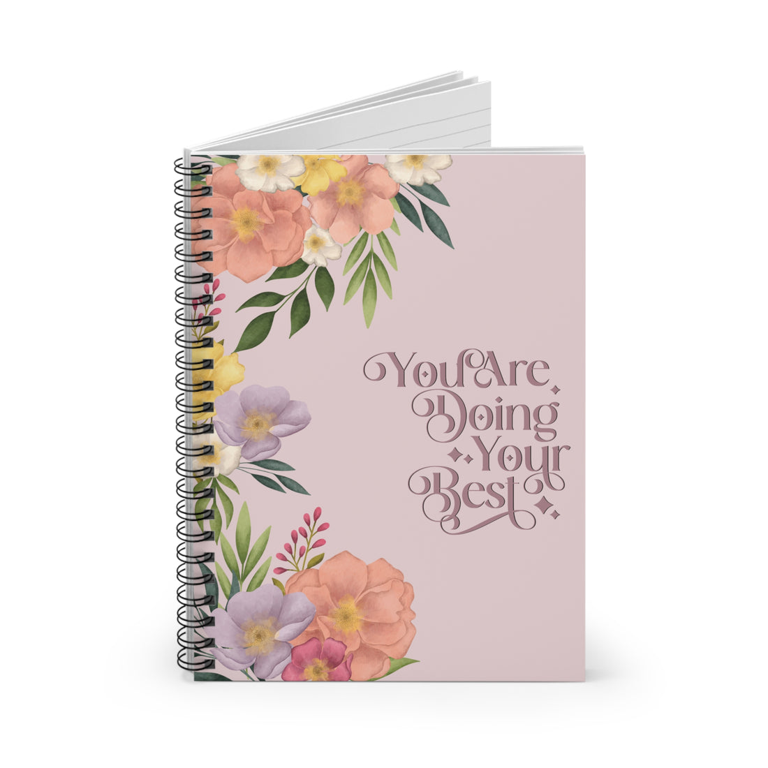 Motivational Floral Spiral Notebook - You Are Doing Your Best