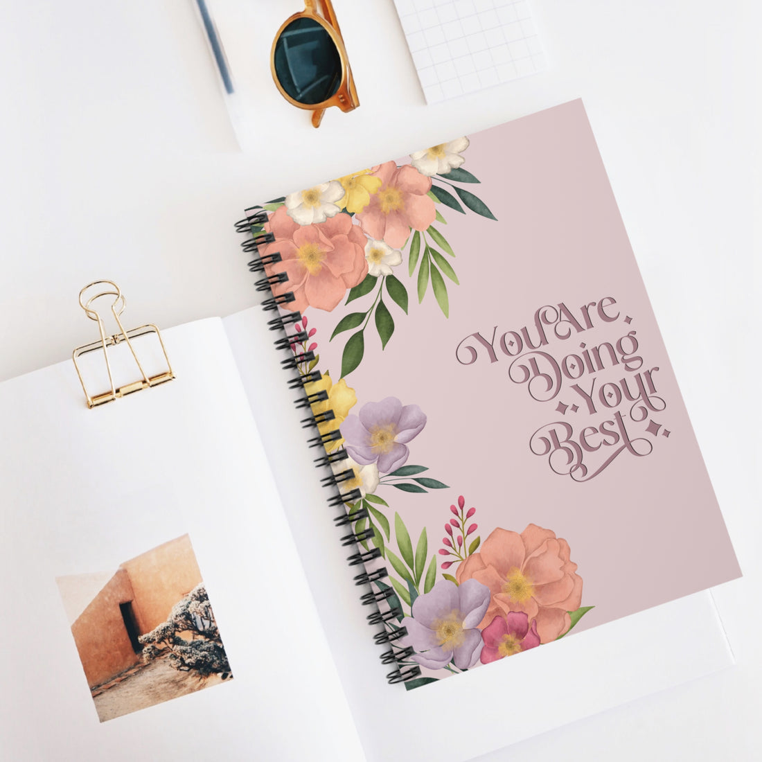 Motivational Floral Spiral Notebook - You Are Doing Your Best