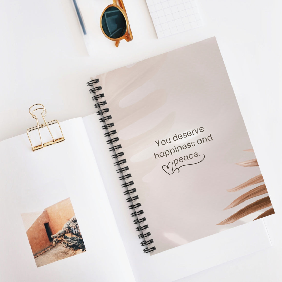 Motivational Spiral Notebook - "You Deserve Happiness and Peace"