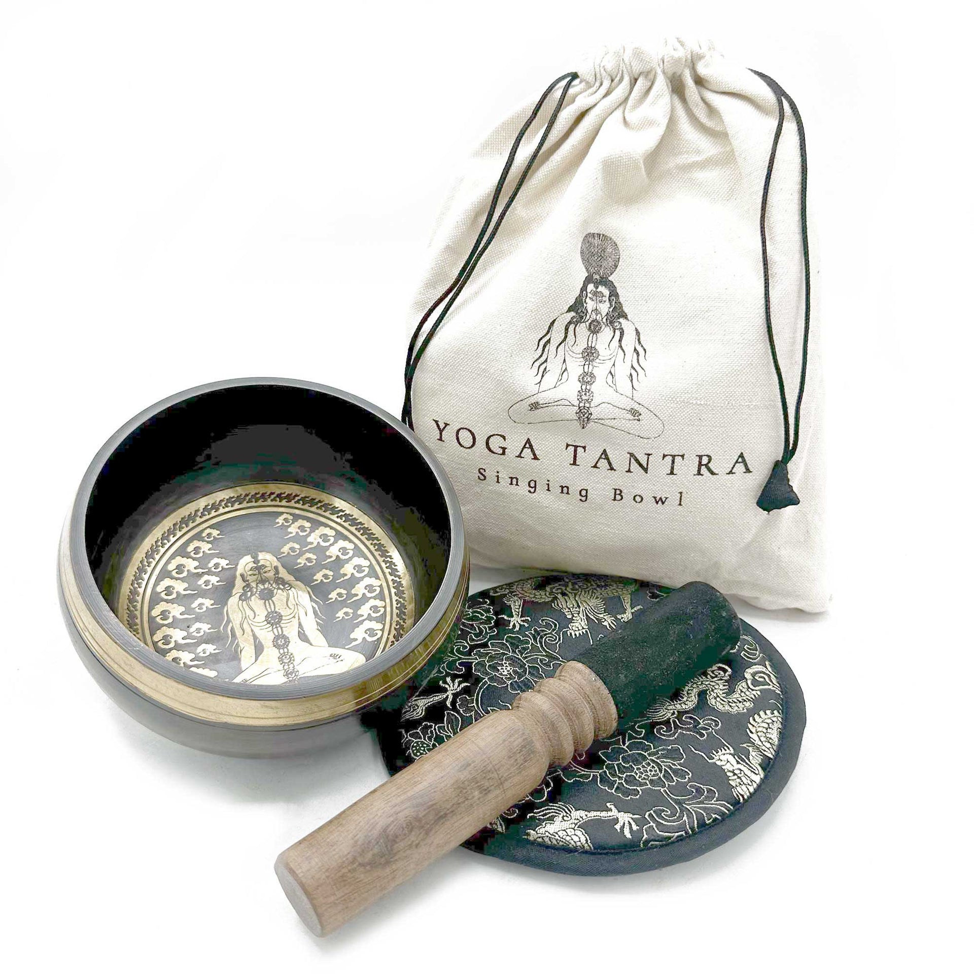 Yogi Hand Beaten & Engraved Meditation Singing Bowl Gift Set