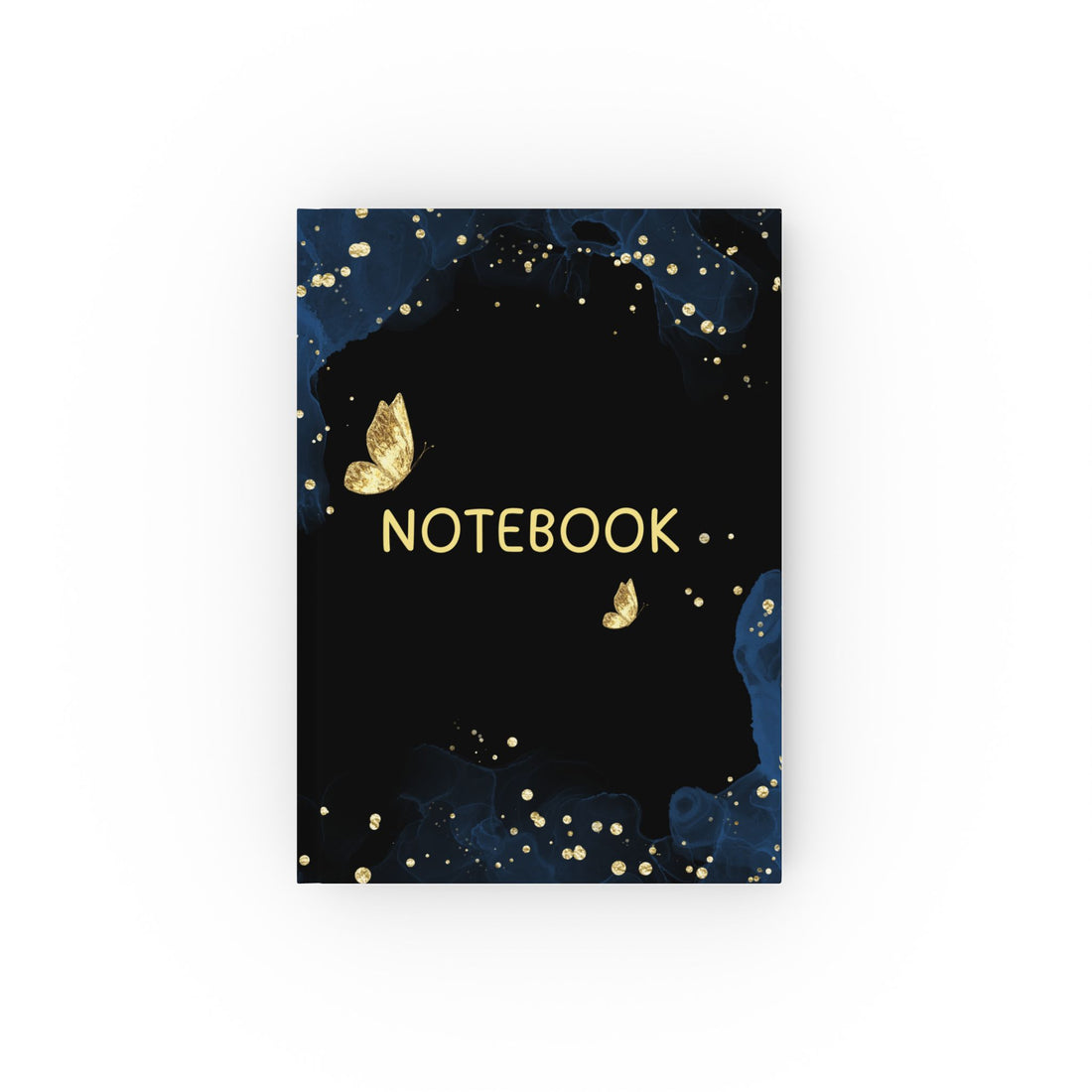 Elegant Butterfly-Design Hard Backed Journal - Gold Accents on Black