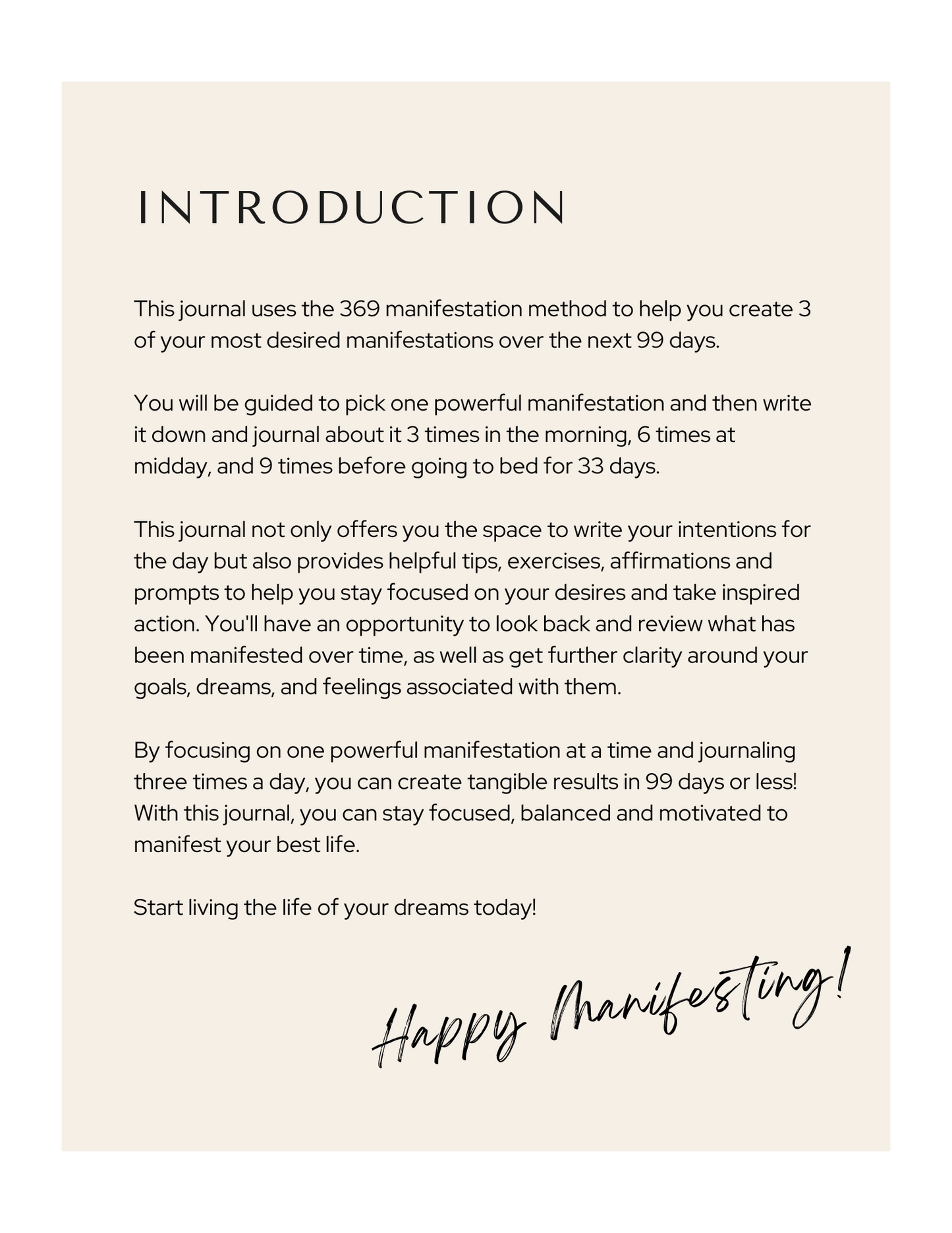 99 Days of Manifesting Journal