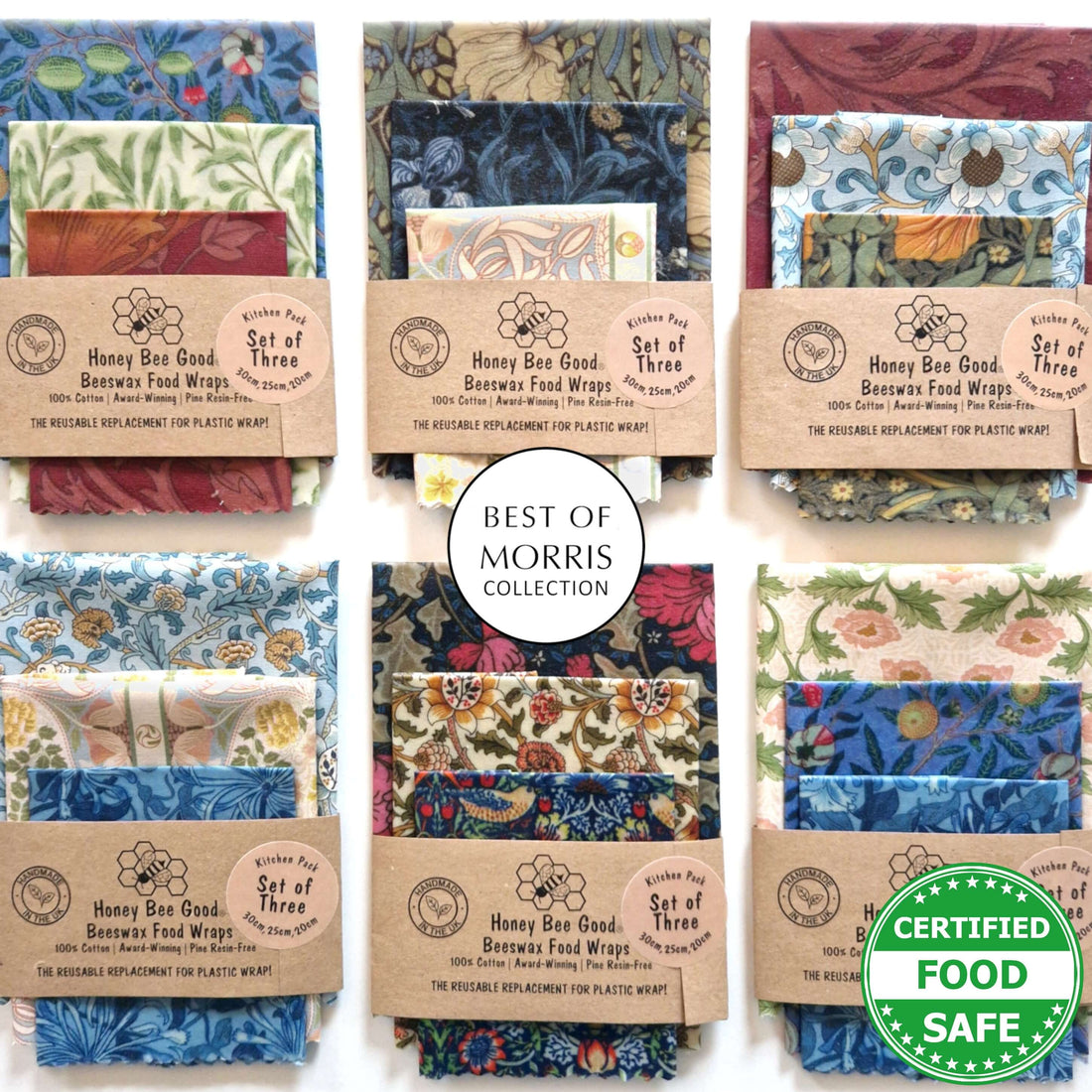 *William Morris Set of 3 Handmade Beeswax Wraps